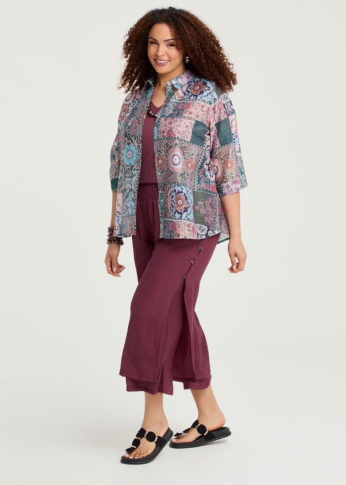Lyocell Linen Patchwork Shirt, , hi-res