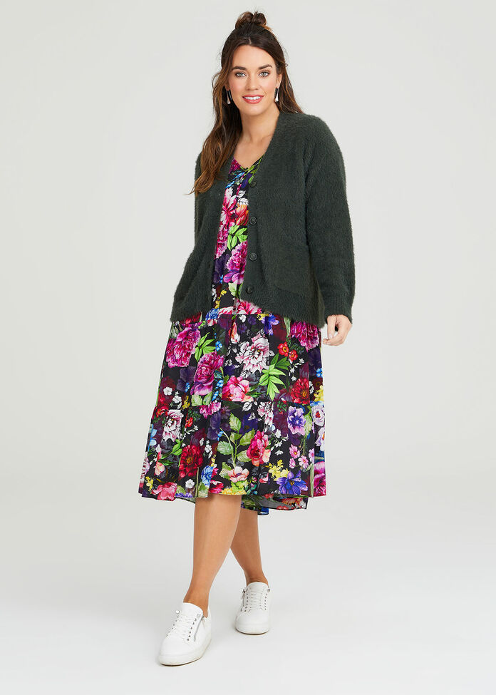 Shop Plus Size Natural Dark Blooms Dress in Multi | Sizes 12-30 ...