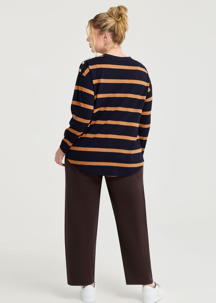 Bamboo Ponte Block Stripe Top, , hi-res