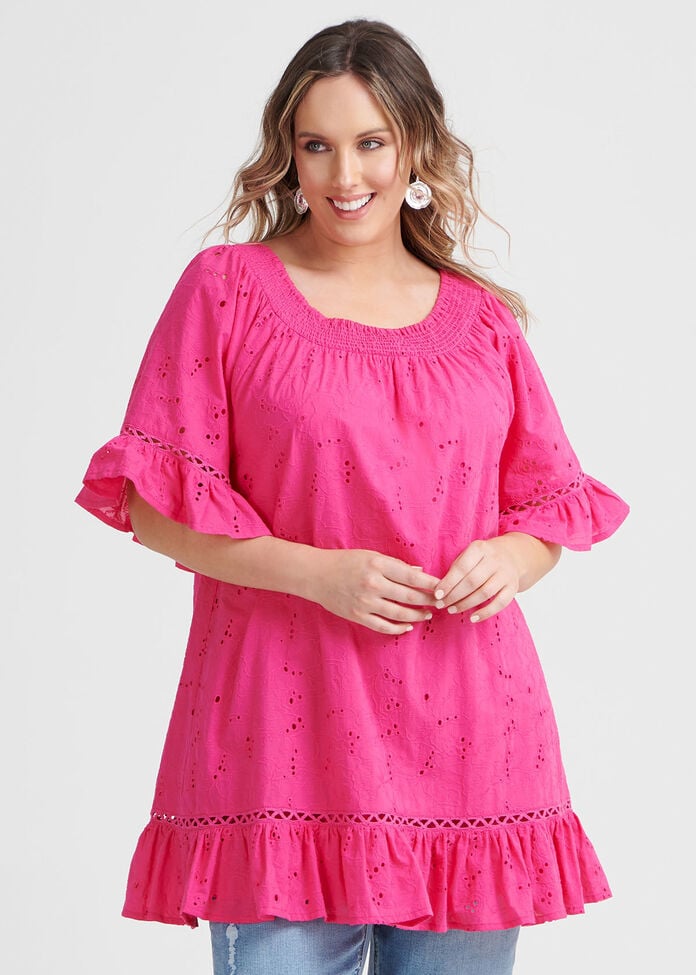 Cotton Broderie Tunic, , hi-res
