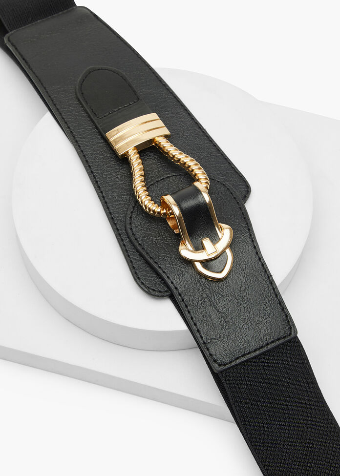 Black & Gold Stretch Belt, , hi-res