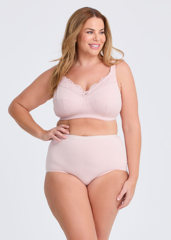 Wirefree Cotton Support Lace Bra, , hi-res