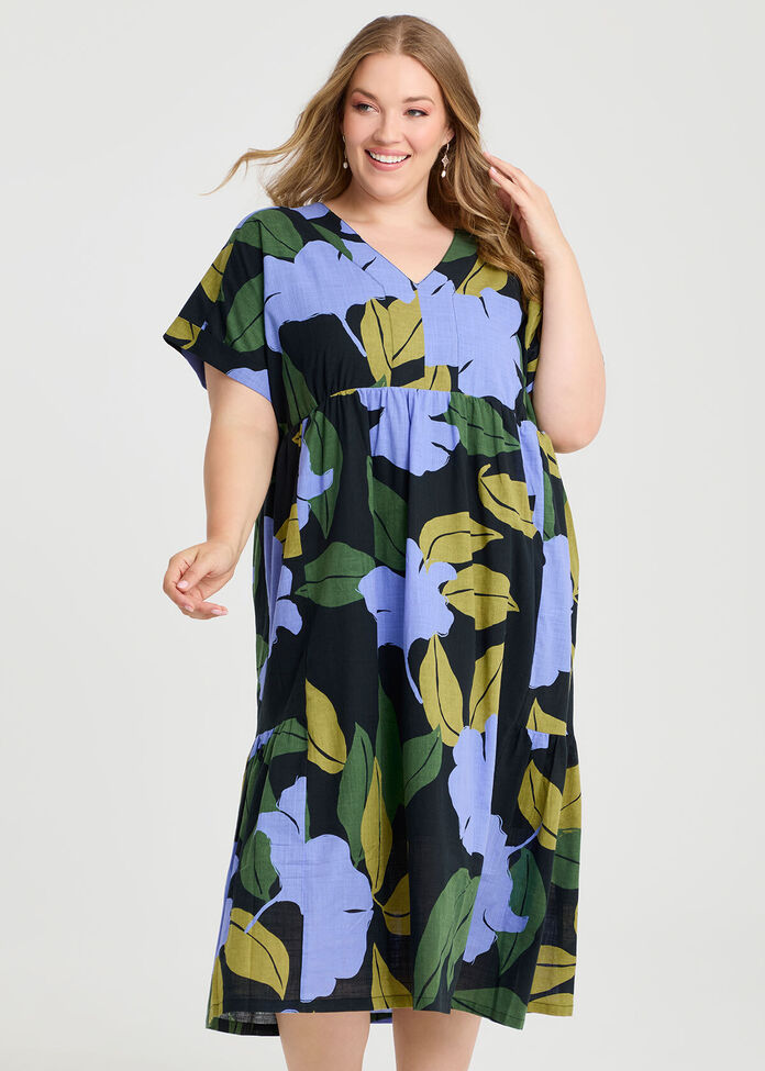 Cotton Ophelia V-neck Dress, , hi-res