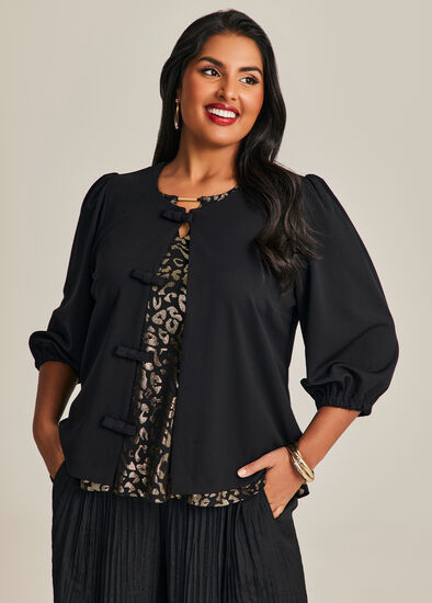 Plus Size Bolero Bow Jacket