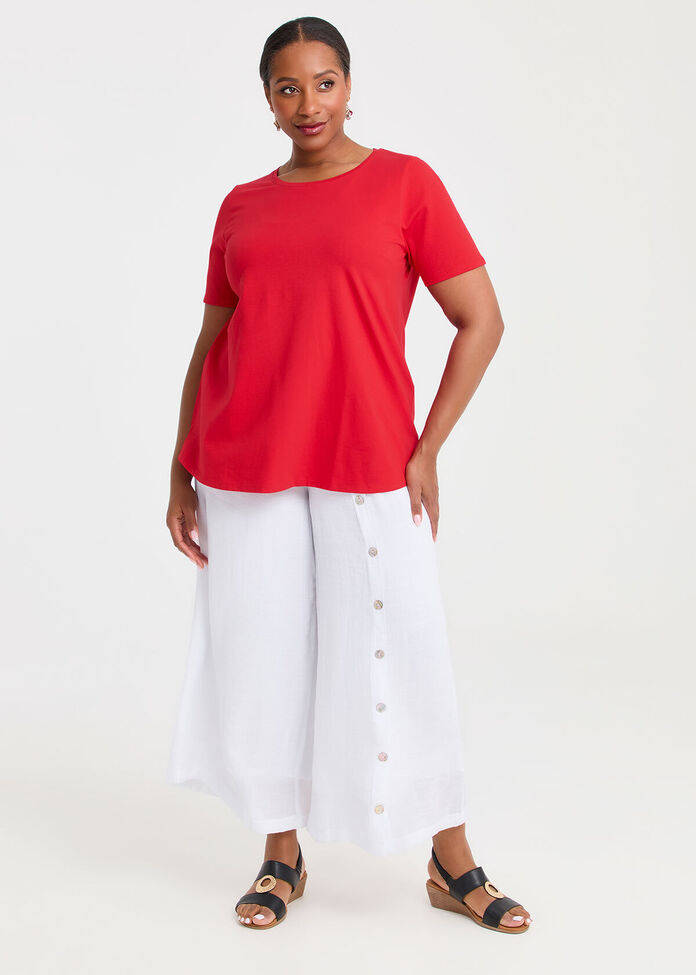 Natural Buttoned Wide Leg Pant, , hi-res