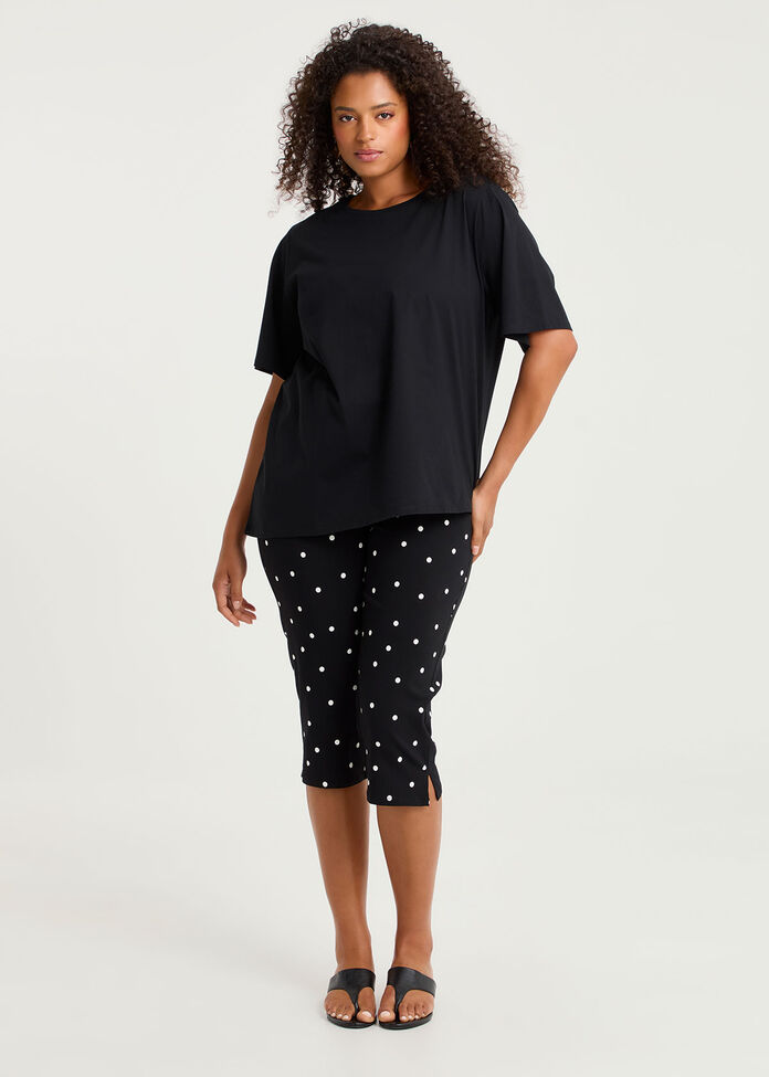 Cotton Asymmetric Crew Neck T-shirt, , hi-res
