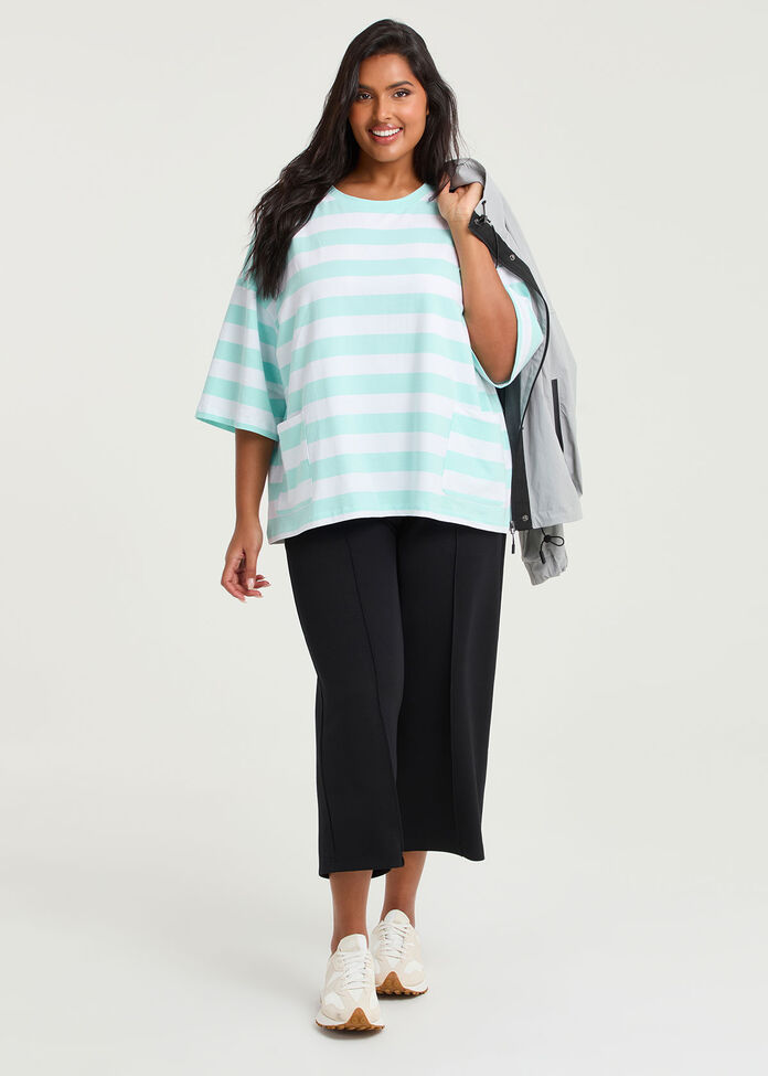 Cotton Stripe Pocket Sweatshirt, , hi-res