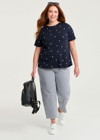 Plus Size Cotton Stripe Barrel Leg Pant
