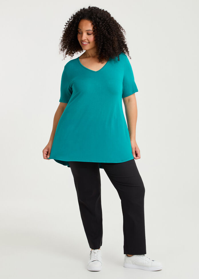  Bamboo Base V Neck Short Sleeve Top, , hi-res