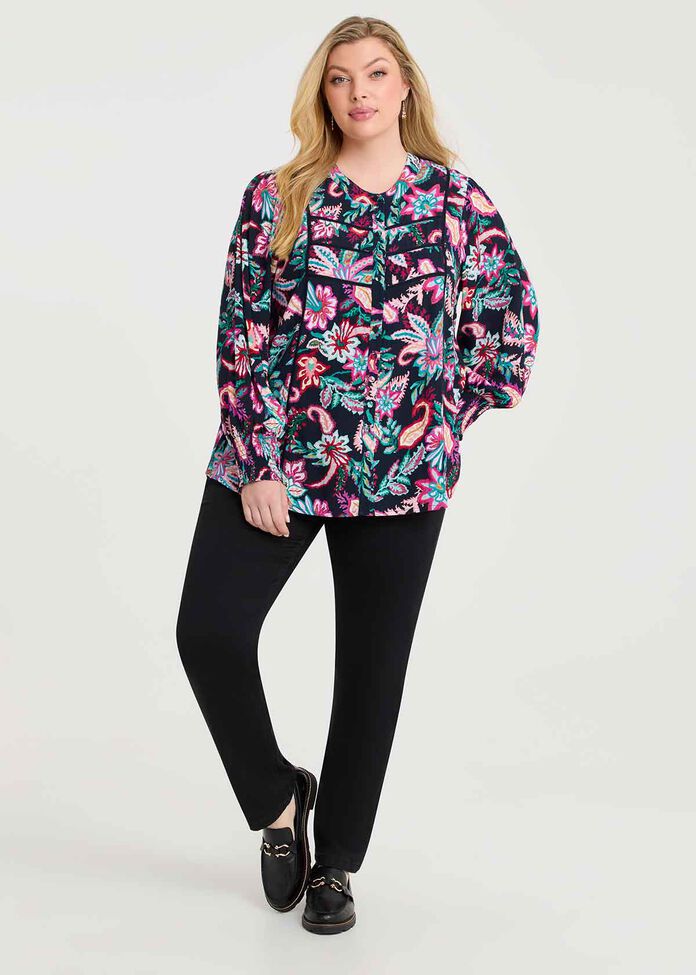 Natural Winter Bloom Button Top, , hi-res