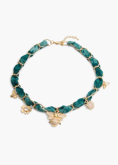 Fabric & Charms Statement Necklace