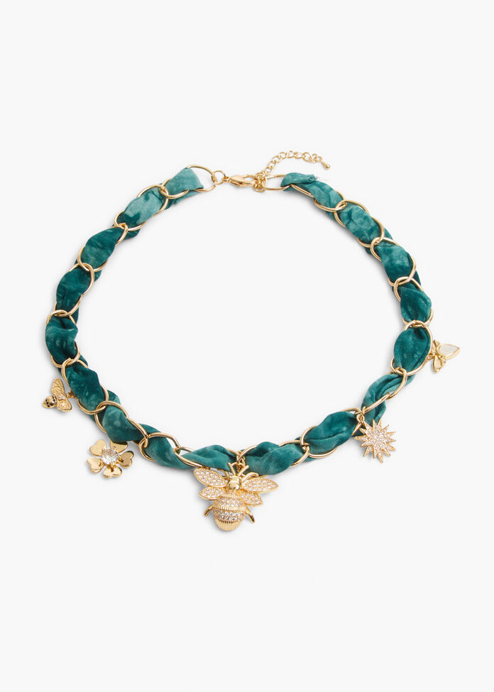 Fabric & Charms Statement Necklace, , hi-res