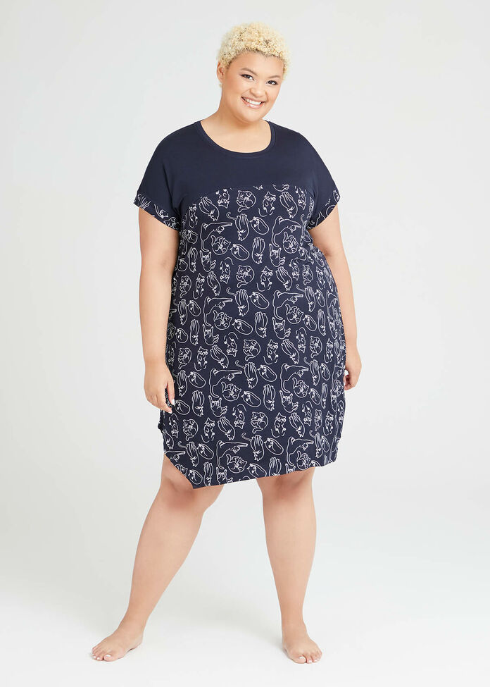 Shop Plus Size Bamboo Cats Nightie in Print Taking Shape AU
