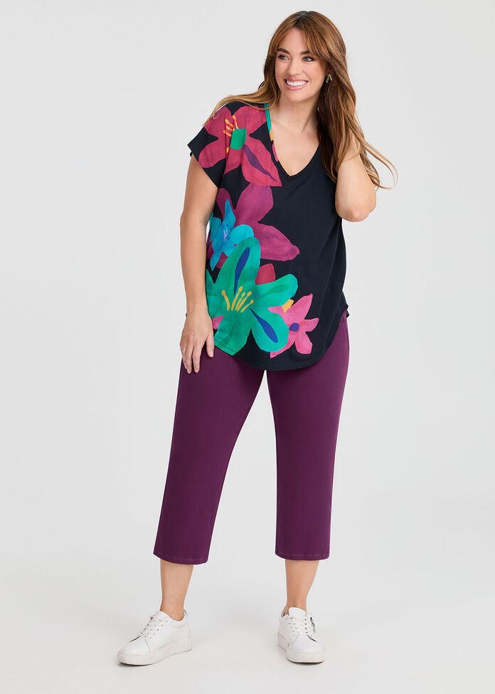 White Artistic Floral Panel Detail Oversize T-shirt 19083