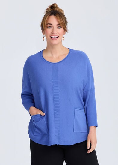 Plus Size Pocket Batwing Natural Knit Jumper