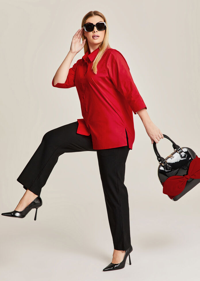 Stretch Cotton Poplin Shirt, , hi-res