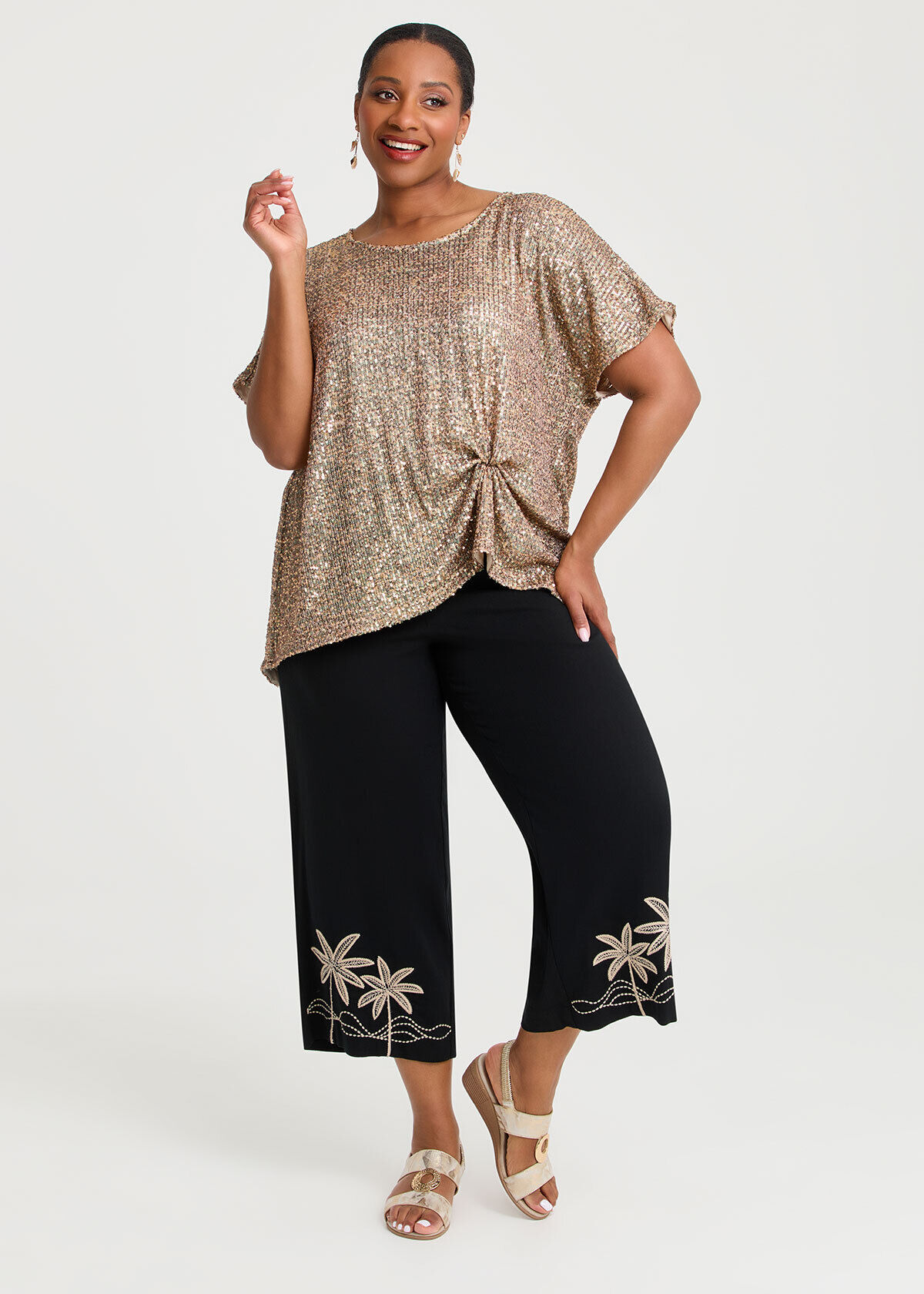 Shop Plus Size Natural Embroidery Summer Pant, Black | Taking Shape AU