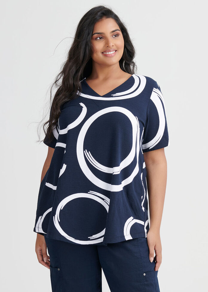 Cotton Abstract Swirl Top, , hi-res
