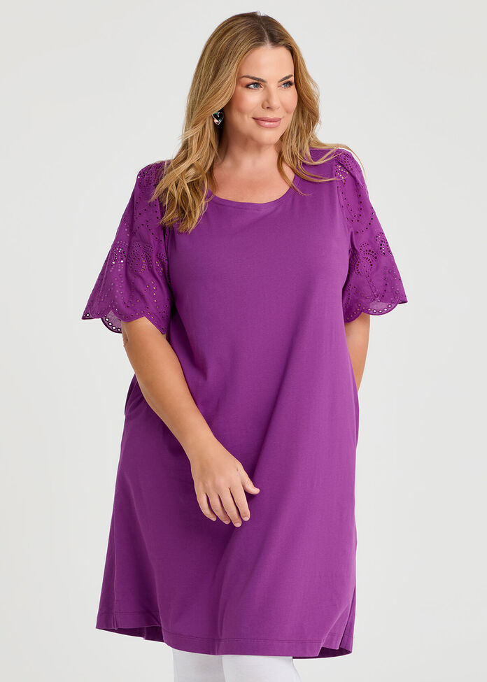 Cotton Broderie Palm Dress, , hi-res