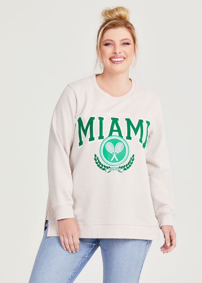 Cotton Miami College Sweatshirt, , hi-res
