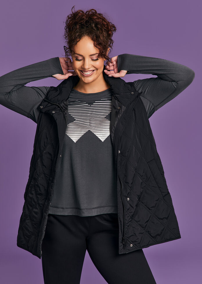 Relaxed Puffer Quilted Vest, , hi-res