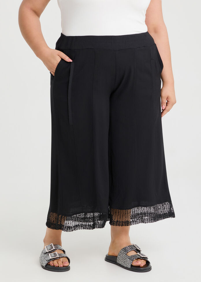 Petite Mesh Trim Natural Pant, , hi-res