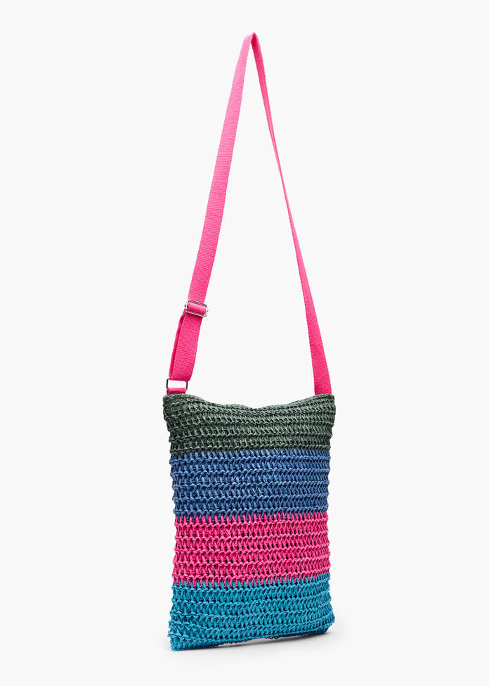 Raffia Woven Stripe Bag, , hi-res