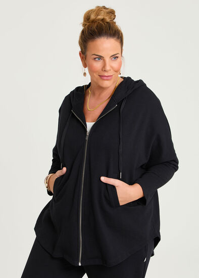 Plus Size Hooded Zip Cape