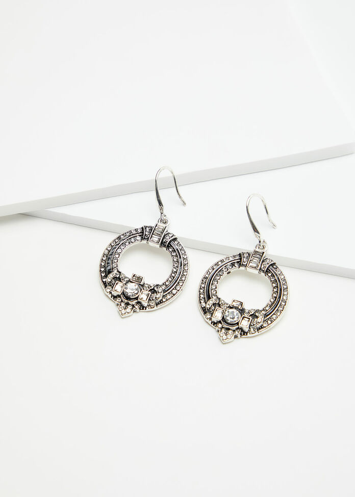Silver Crystal Earrings, , hi-res