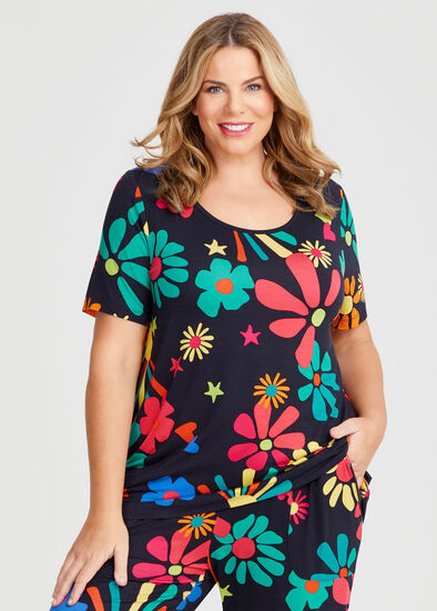 Plus Size Bamboo Golden Summer Pyjama Top