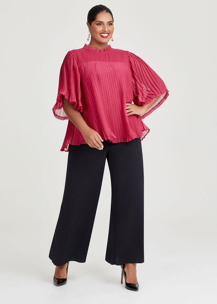 chiffon pleat flare blouse