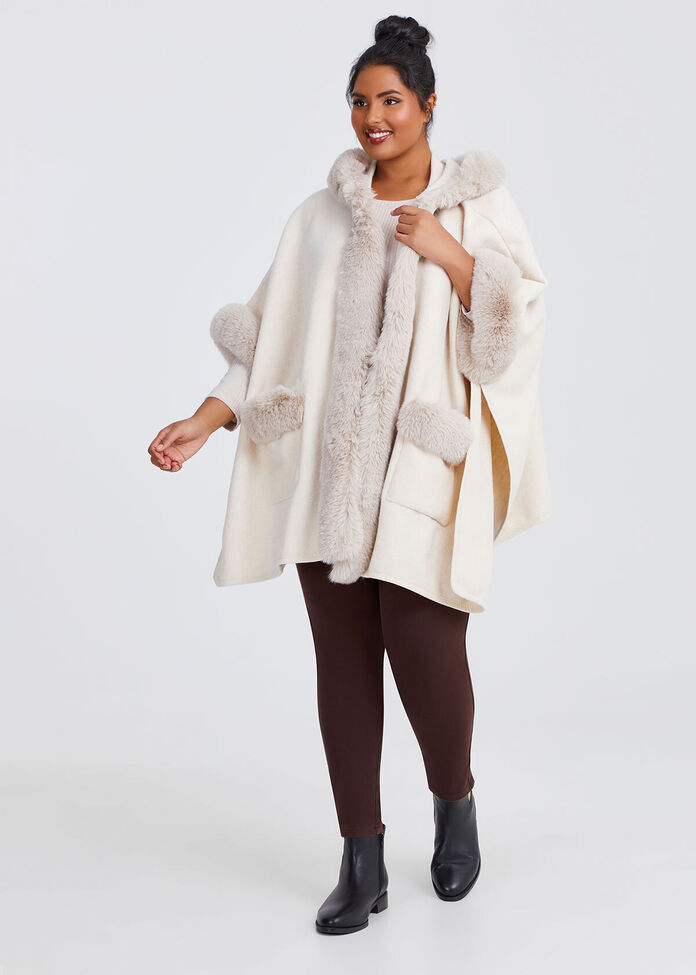Hooded Fur Cape, , hi-res