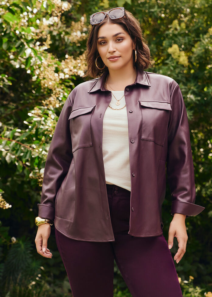 Faux Leather Jacket, , hi-res