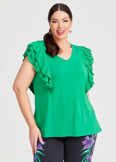 Plus Size Pleated Sleeve Party Top