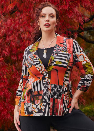 Plus Size Relax Print Ponte Blazer