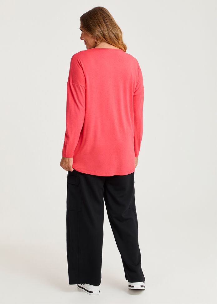Australian Wool Modal V-neck Top, , hi-res