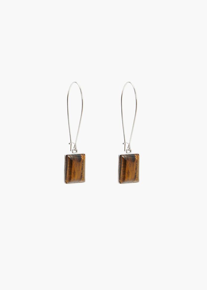 Stone Baguette Earrings, , hi-res