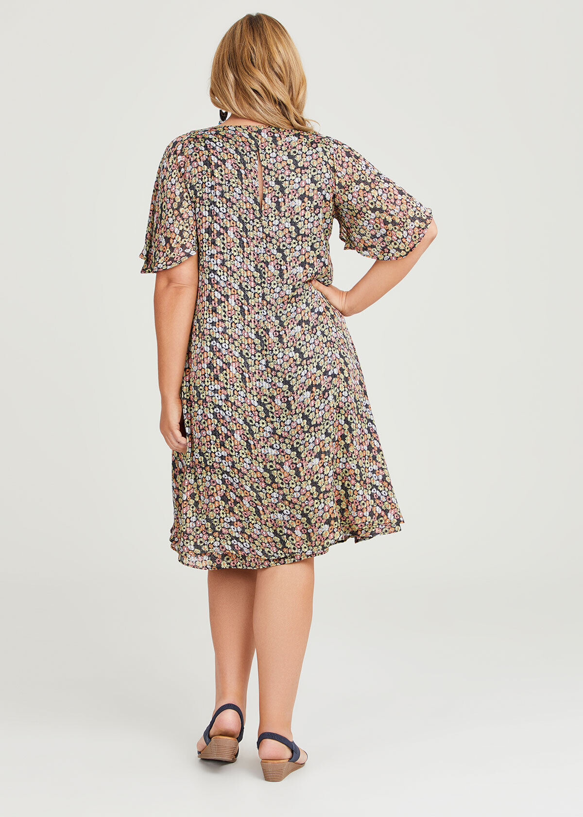 Ruffle Sleeve Overlay Dress