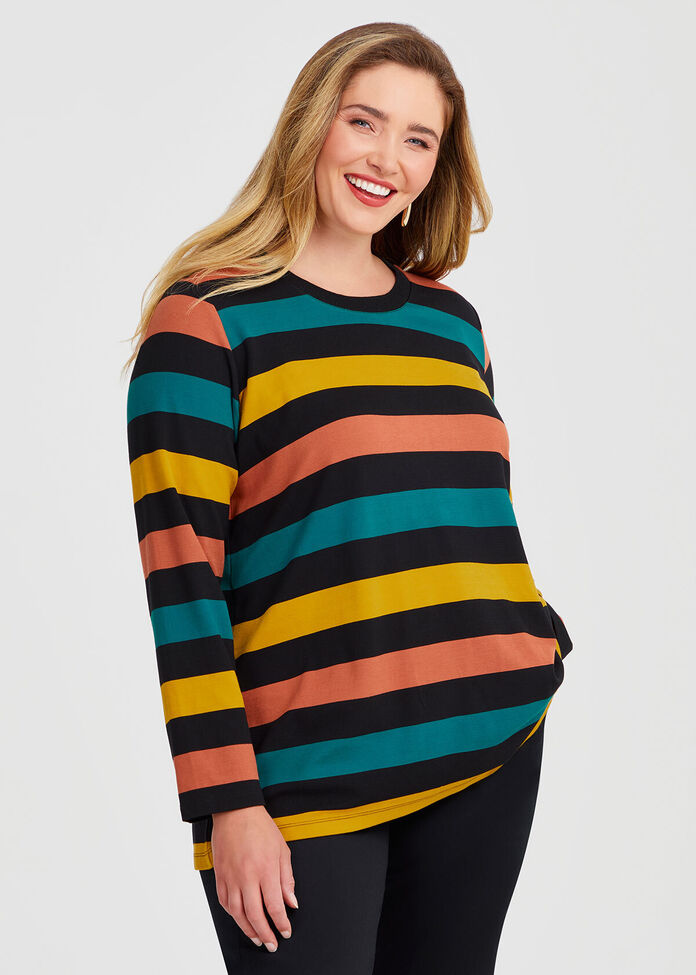 Bamboo Ponte Stripe Top, , hi-res