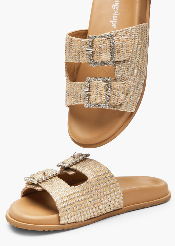 Raffia Slide Sandal, , hi-res