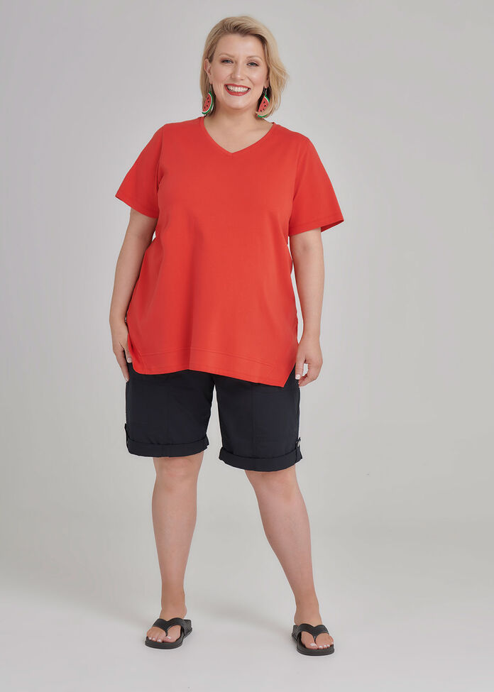 Petite V- Neck Swing Tee, , hi-res