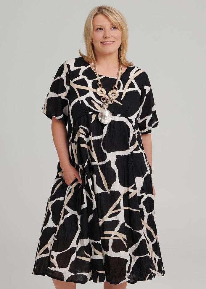 Abstract Print Dress, , hi-res