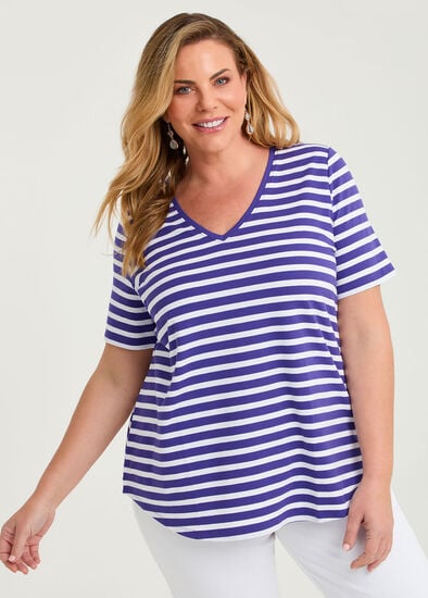 Plus Size Good Earth Australian Cotton Stripe T-shirt