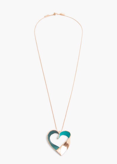 Plus Size Big Heart Enamel Long Necklace