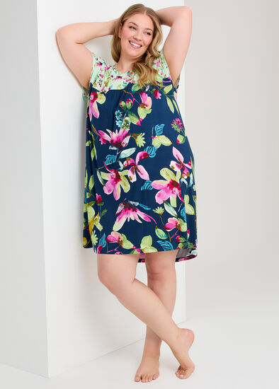 Plus Size Bamboo Floral Night Nightie