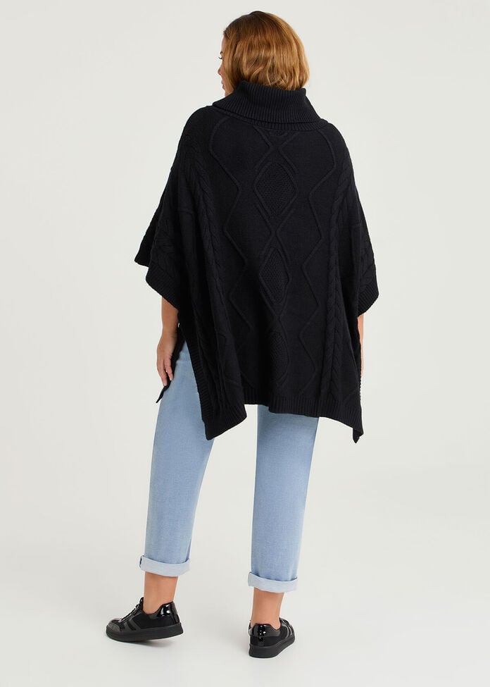 Shop New Cable Relaxed Poncho in Black | Accessories | Taking Shape UK