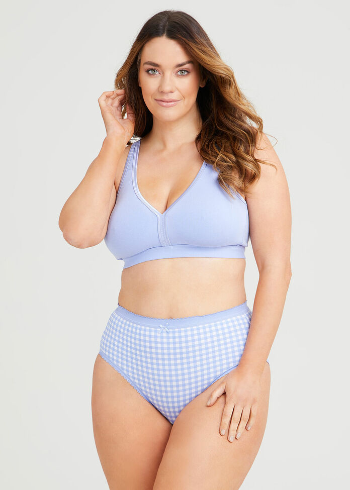 Shop Plus Size Wirefree Cotton Soft Cup Bra in Blue