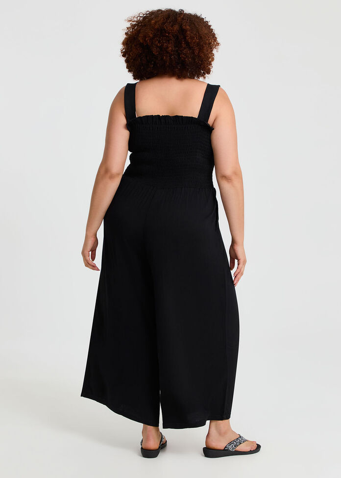 Shirred Bodice Natural Jumpsuit, , hi-res