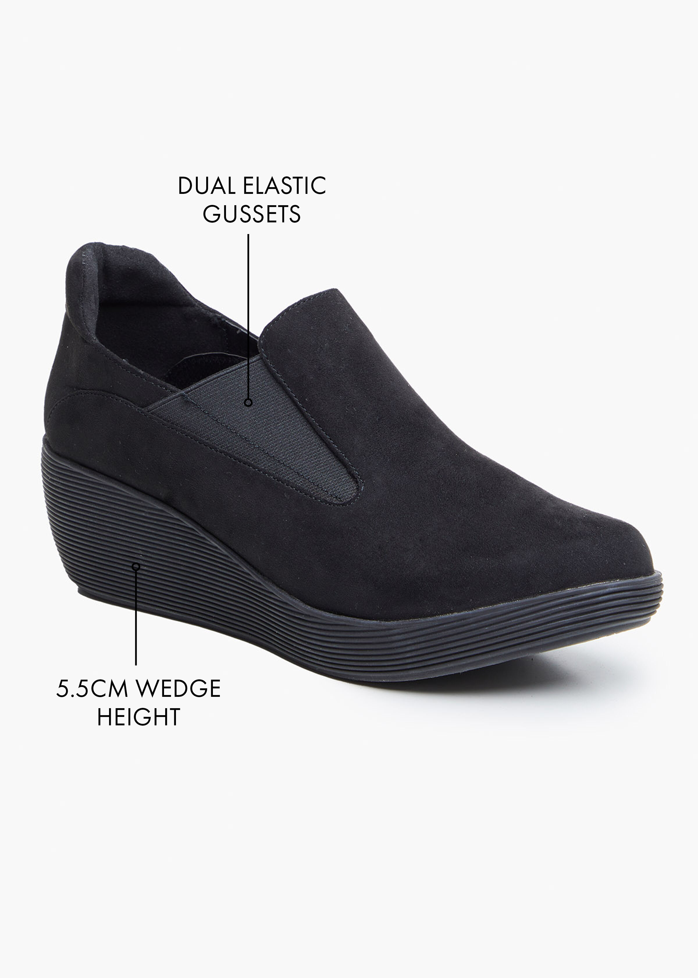 Escarpins Noirs à Semelle Compensée (Wedge) - Taille 10 US - Suédine Charlotte Russe - Neuf Avec Boîte