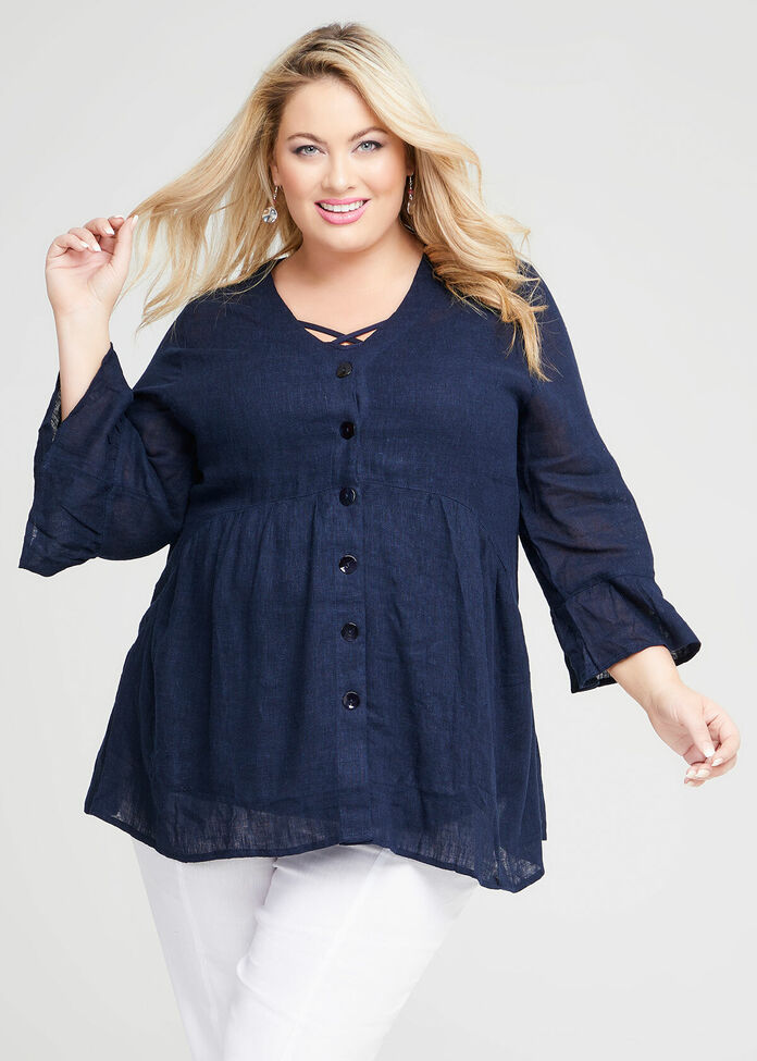 Shop Plus Size Linen Gauze Amari Cardigan in Blue Taking Shape AU